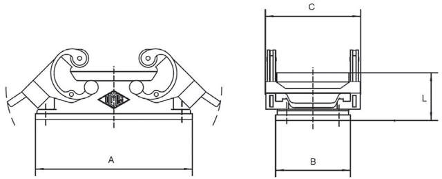 Anbaugehäuse 32 Pole - 2 Verriegelungshebel