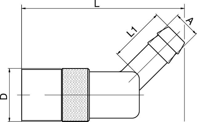 Schnellverschlusskupplung mit Schlauchtülle 45° TYP International