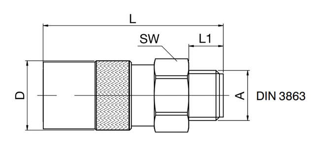 Schnellverschlusskupplung mit Außengewinde, Typ International