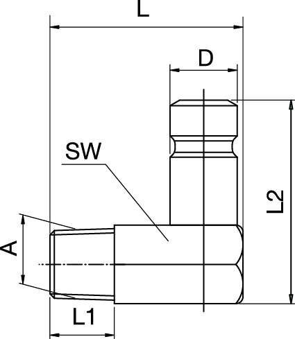 Anschlussnippel mit Außengewinde, Typ International 90°