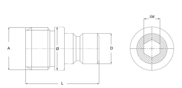 Nippel mit Innen-Sechskant und Außengewinde