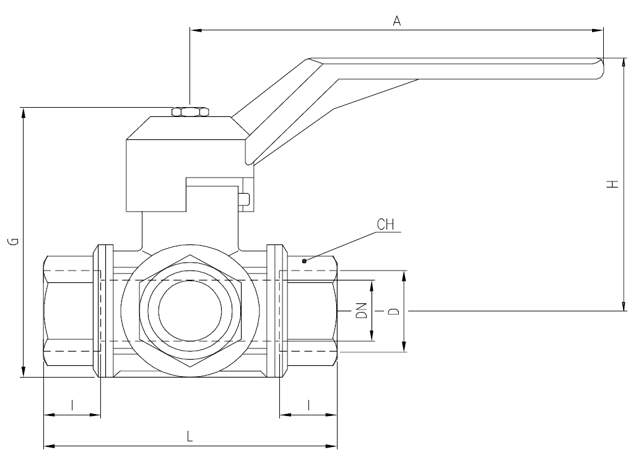 3-Wege-Kugelhahn - Innengewinde